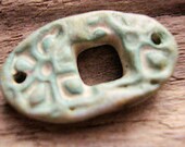 Link Connector  - Ceramic - Pale Green  - Oval - Earthy - Art Beads L09