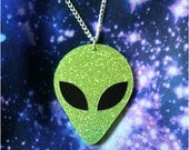 Alien necklace - laser cut sparkly acrylic
