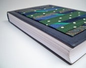 Blue Leather and Silk Book - Pocket Size, Blank Pages with Recycled Silk Ties