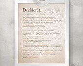 Desiderata Poem (Desired Things) 8x10 PRINT / Inspirational Graduation Gift / Poetry about Life / Desiderata Print