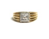 14k Yellow and White Gold Gents Diamond Ring Size 9.5
