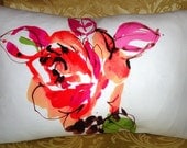 Bright pink white Floral Pillow covers14"x20". Designer Pillow - Decorative Pillow - Throw Pillow