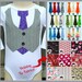 Baby Boy Onesie with Light Gray Pinstriped Suit Vest & CHOOSE YOUR TIE...Great for Valentine's Day