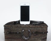 iPhone 5 or iPhone 4S - Western, Wild West, Pistol, City Marshall iPhone Dock, Hidden Storage Box - Lightning Cable