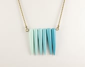 Tribal necklace ombre mint blue turquoise - Primitive horn necklace - MiLaDo