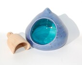 Pottery Salt Cellar/Salt Pig Purple and Blue Kitchen Salt Store Pottery made in Uk