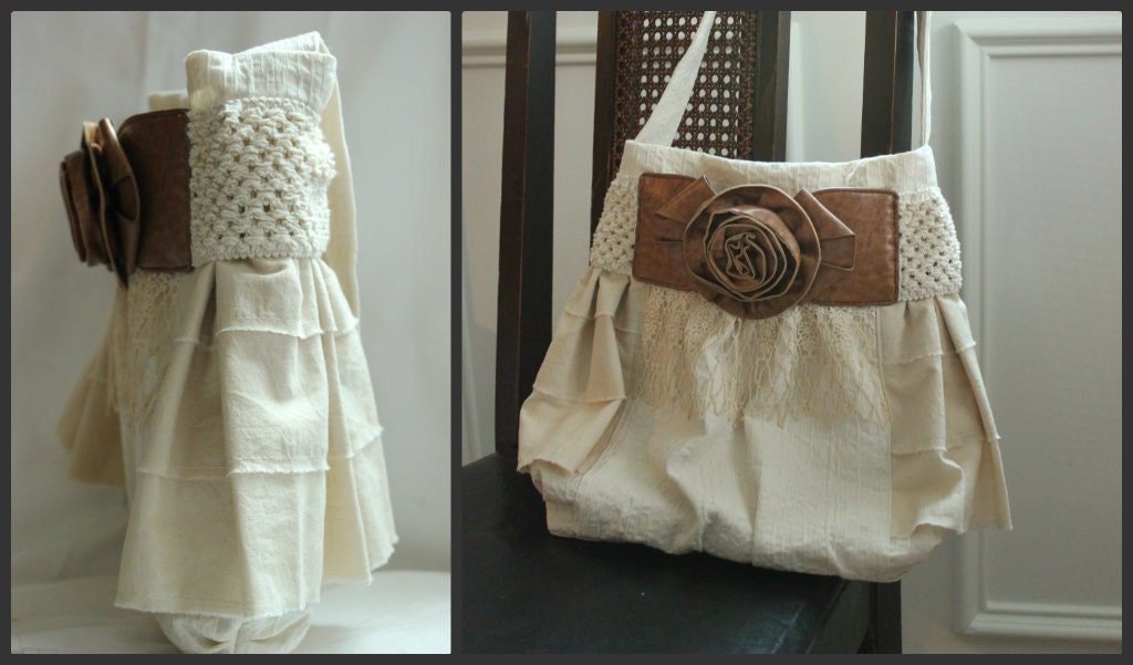 Shabby Chic French Tote Shoulder Bag, Handbag 1869