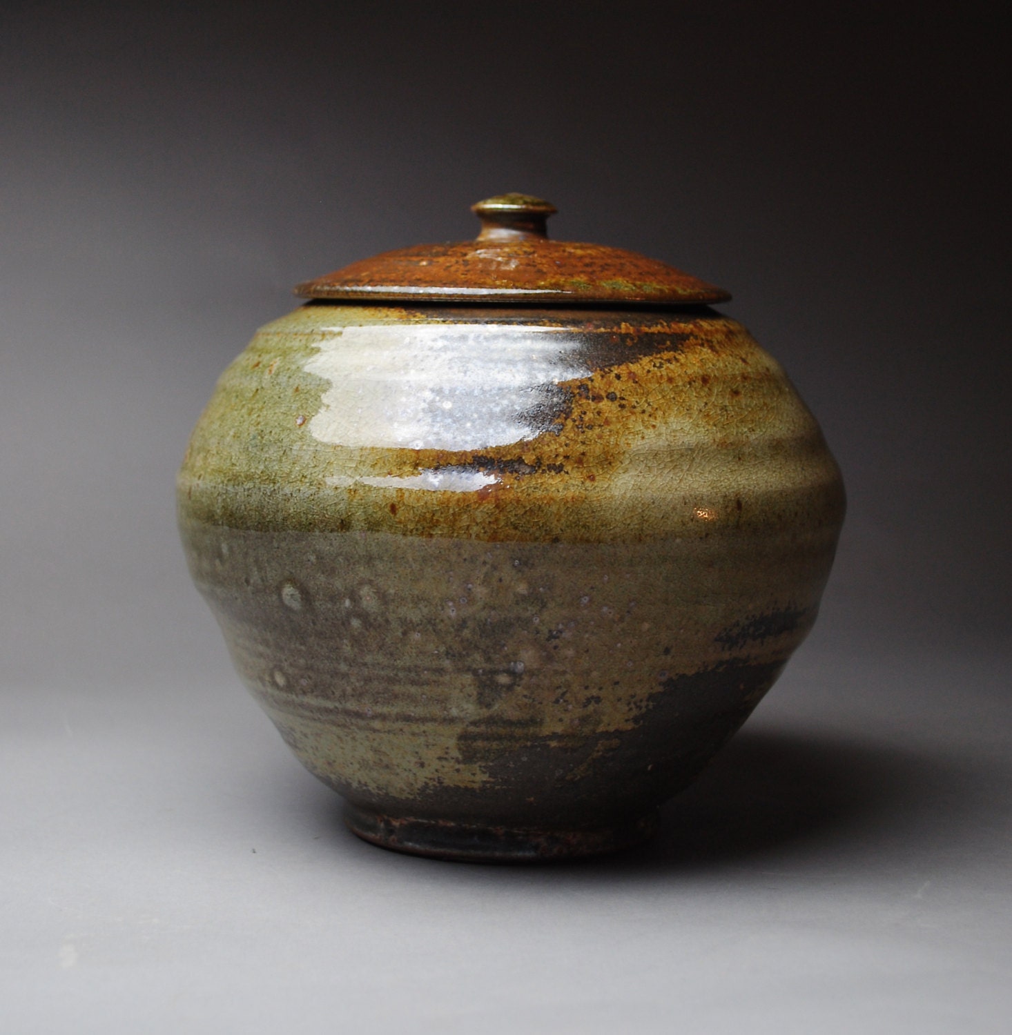 Covered Jar Soda Fired
