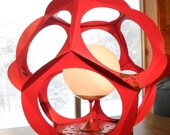 SPRING SALE Vintage Mid Century Modern Large Red Metal Space Age Orb Table Lamp by Lighting-Accessories Inc Glendale Calif, Eames Era, Mod,