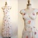 Vintage 1930s Romantic Evening Gown / 30s Floral Wedding Dress with Sweetheart Neckline / Bias Cut /  X-Small