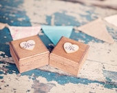As Seen on Emmaline Bride, Heart Love Weddings, and OneWed Set of 2 Rustic His and Hers Stained Ring Bearer Box  by PNZ Designs