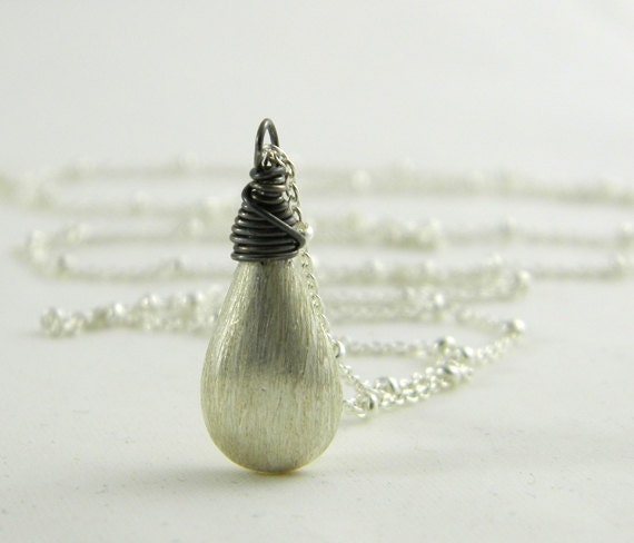 Long Layering Silver Necklace, Simple Silver Teardrop Necklace, Solitaire Silver Long Necklace, Delicate Minimal Silver