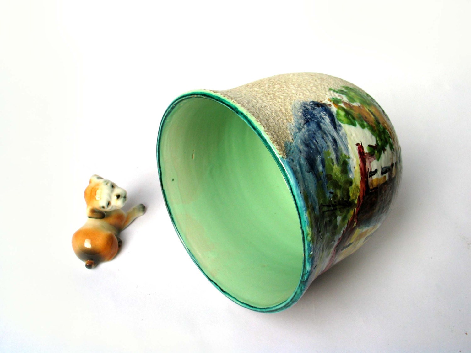 Italian Vintage ceramic  - Albisola handcraft - 1960s - decorative pot- vase holder