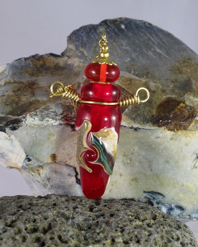 Perfume bottle JEWELRY Handmade Lampwork Beads lampwork glass parfum vessel PENDANT Necklace pendant LAMPWORK Art Glass Jewelry by Viktorija
