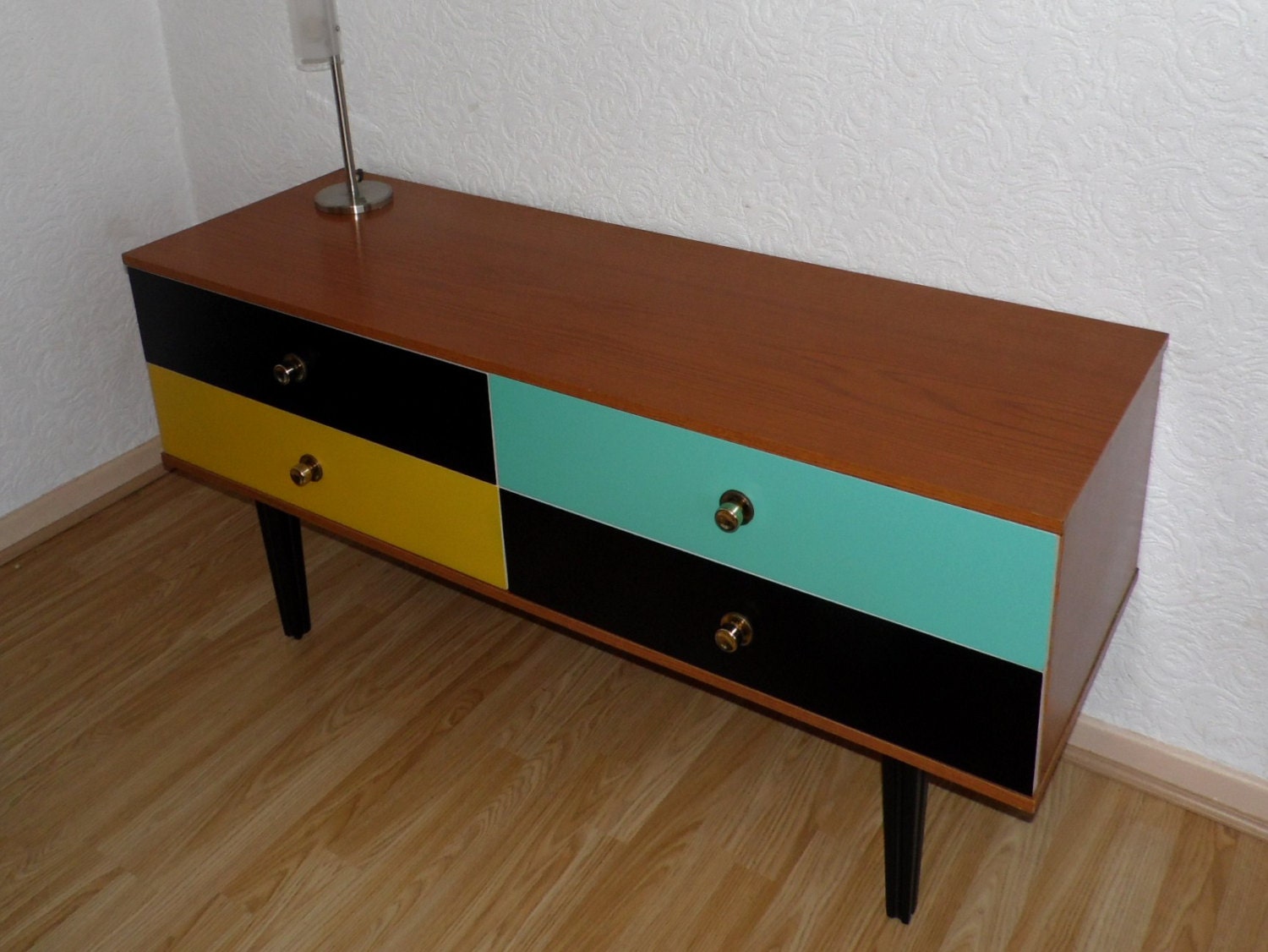 Vintage Retro 60s Teak Veneer Dresser Sideboard Chest of Drawers