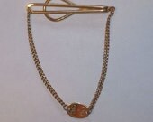 Goldtone Metal Dangle Tie Clasp With Engraved Initials  On Sale 5.00