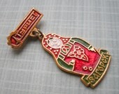Vintage Soviet aluminum pin,badge."Zagorsk-Russian Matrioshka"