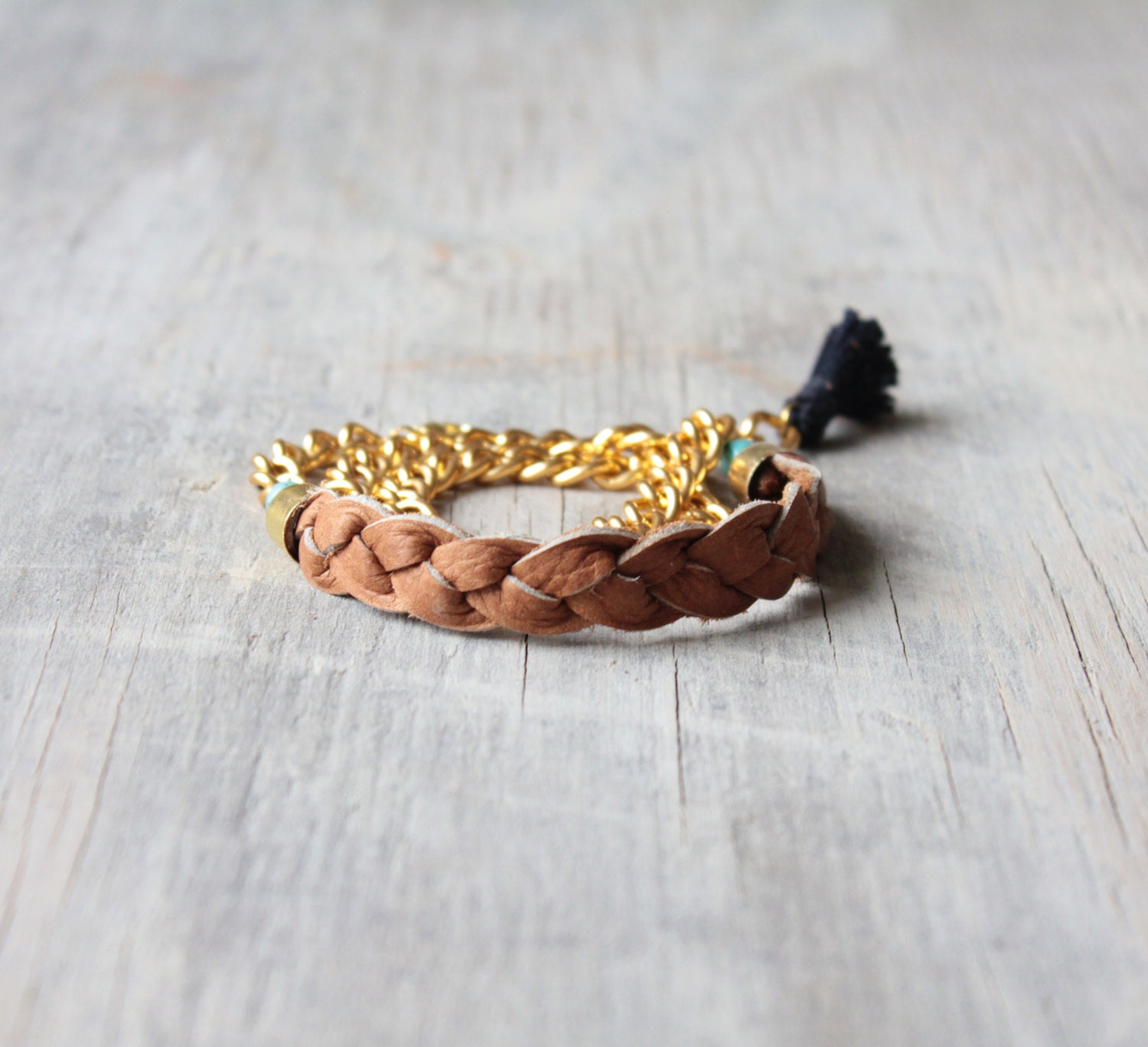 Brown leather braid wrap bracelet "Antja"