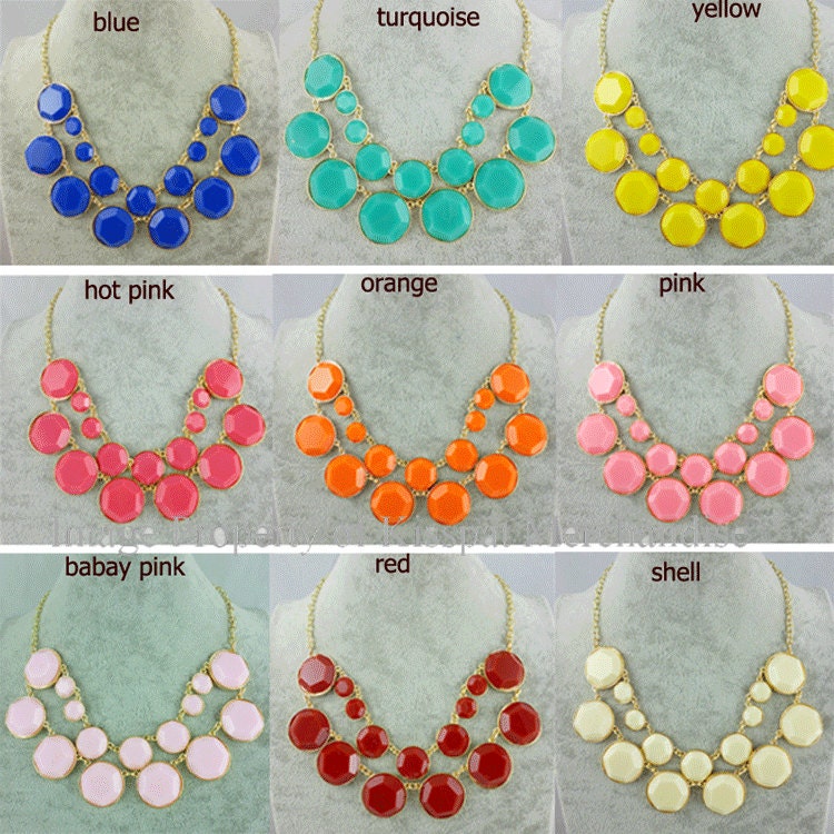 Bubble Necklace, Double Strands Statement Necklace,Bridesmaids Gift, JCrew Inspired Jewelry