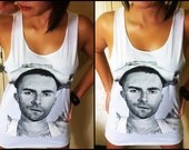 Sexy Adam Levine Maroon 5 skinhead White Tank Tops Women T-Shirt Very Thin Cotton Vest Size S M