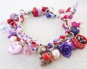 Personalized Stainless Steel and Polymer Clay Charm Bracelet - With beautiful assorted beads - Beautifully Packaged - Valentine's Day