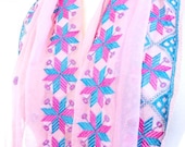 Pink Silk Scarf, Silk Chiffon Scarf, Pink Shawl, Silk Shawl, Embroidered Shawl, Indian Scarf
