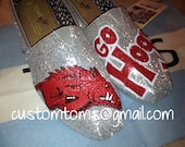 Arkansas Razorbacks Go Hogs Custom TOMS on Silver Glitter