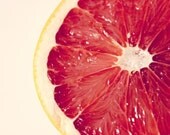 Pink Grapefruit Food Photography 5x7 Fine Art Print Macro Fresh Fruit Juicy Kitchen Decor Pink Yellow Housewarming Gift