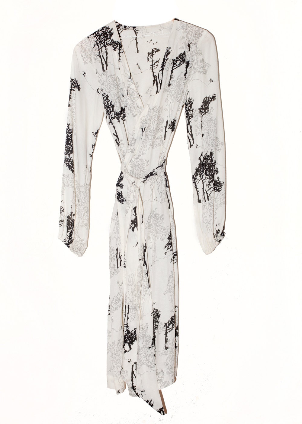 Flora Robe in Black and White Trees - size medium