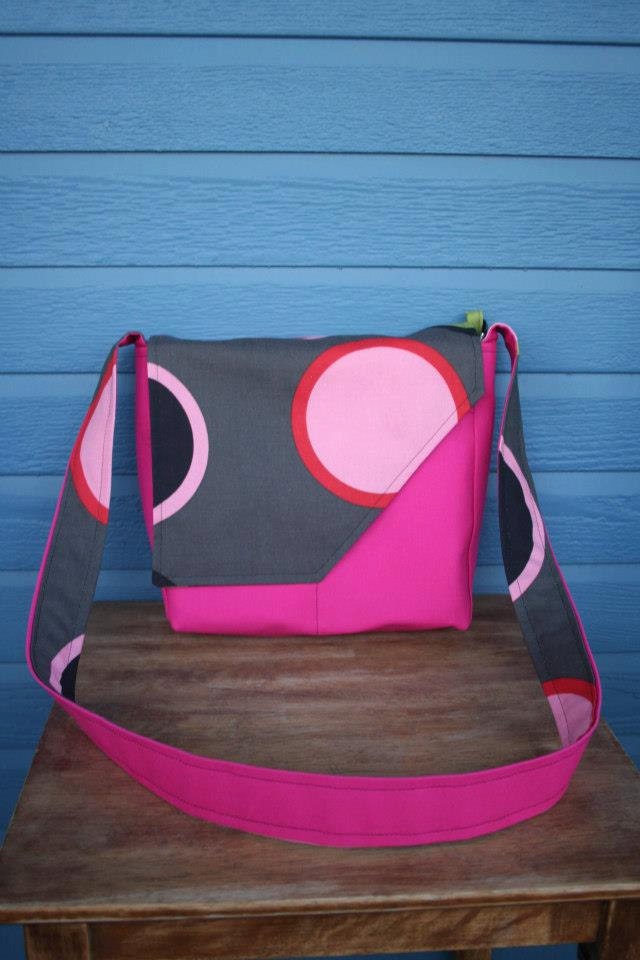 Flirty Pink, Green, Gray, Red and Black Polka-Dot Cross-Body Messenger Style Purse