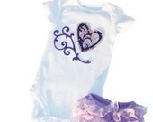 Baby Girl Clothes HEART Tank Top or Onesie and Purple Lace Diaper Cover Outfit