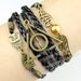 Antique Bronze Harry potter,Harry Potter Snitch and Owls Charm Bracelet,Leather Braided Bracelet-Personalized, Friendship gift-N1360