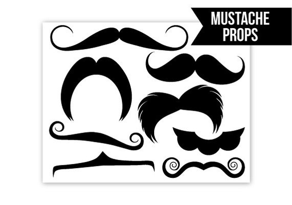 Moustache Photo Booth Props and Game, Printable, INSTANT DOWNLOAD Il_570xn