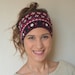 Cotton jersey burgundy stretchy aztec tribal yoga headband ear warmer birthday gifts women's acessory spring trend