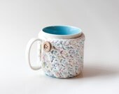 Large Crochet Coffee Mug Cozy in Pastel Multi - READY TO SHIP -