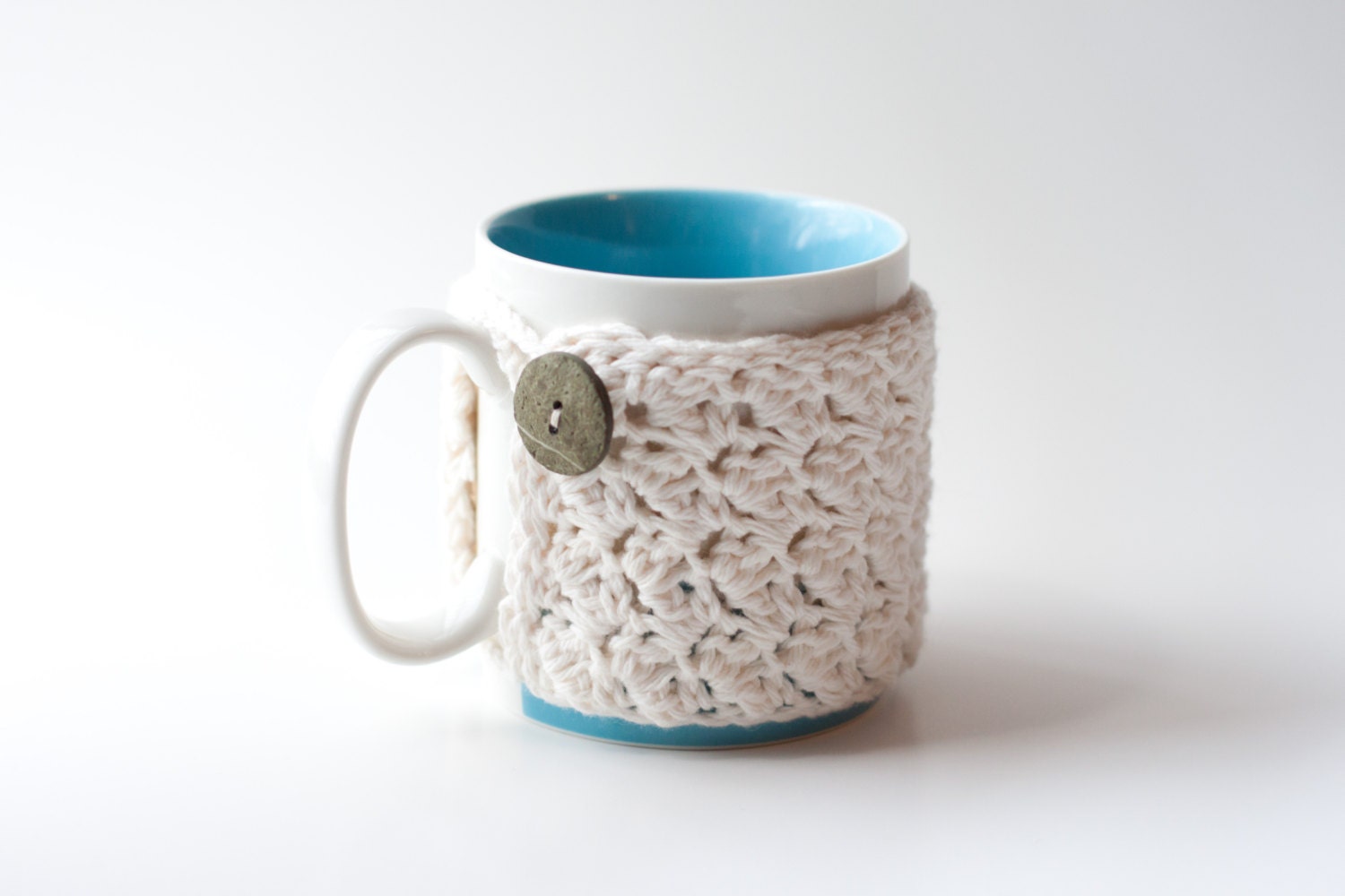 Large Crochet Coffee Mug Cozy in Cream - READY TO SHIP -