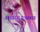 B O L D or Light Pastel colored / Lilac and Lavender / 18 inch human hair extension/ clip-in hair/ dip dye ombre (2) hair extensions