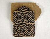 24 Craft Paper Hand Punched Tags With Black Elegant Floral Pattern