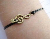 Bracelet-Notes bracelet,music note bracelet,note bracelet,real leather bracelet-Z708