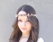 Bridal crown with white berries, wedding headband, Rustic boho wreath,  bridal headpiece, Boho wedding crown, wedding accessory