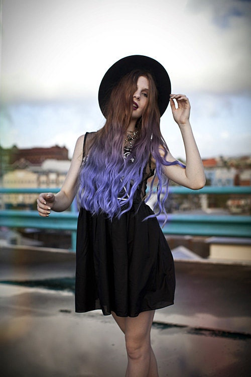 Ombre Hair Extensions, Purple Haze, Dark Brown Hair, Purple Hair, Bohemian Hair,(7) Piece, 22"/Custom Your Own