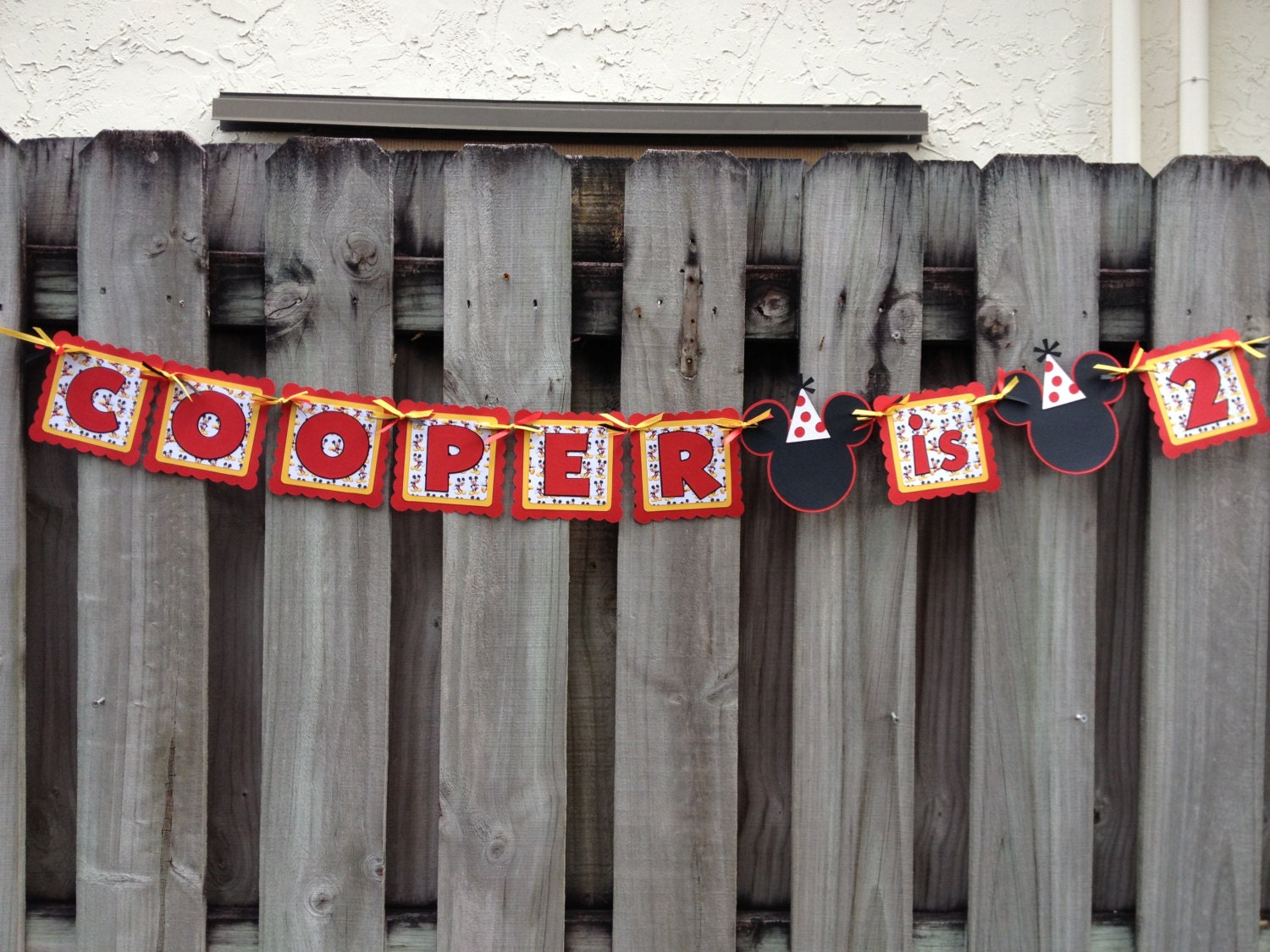 Mickey Mouse Happy Birthday Name Banner up to 6 letters