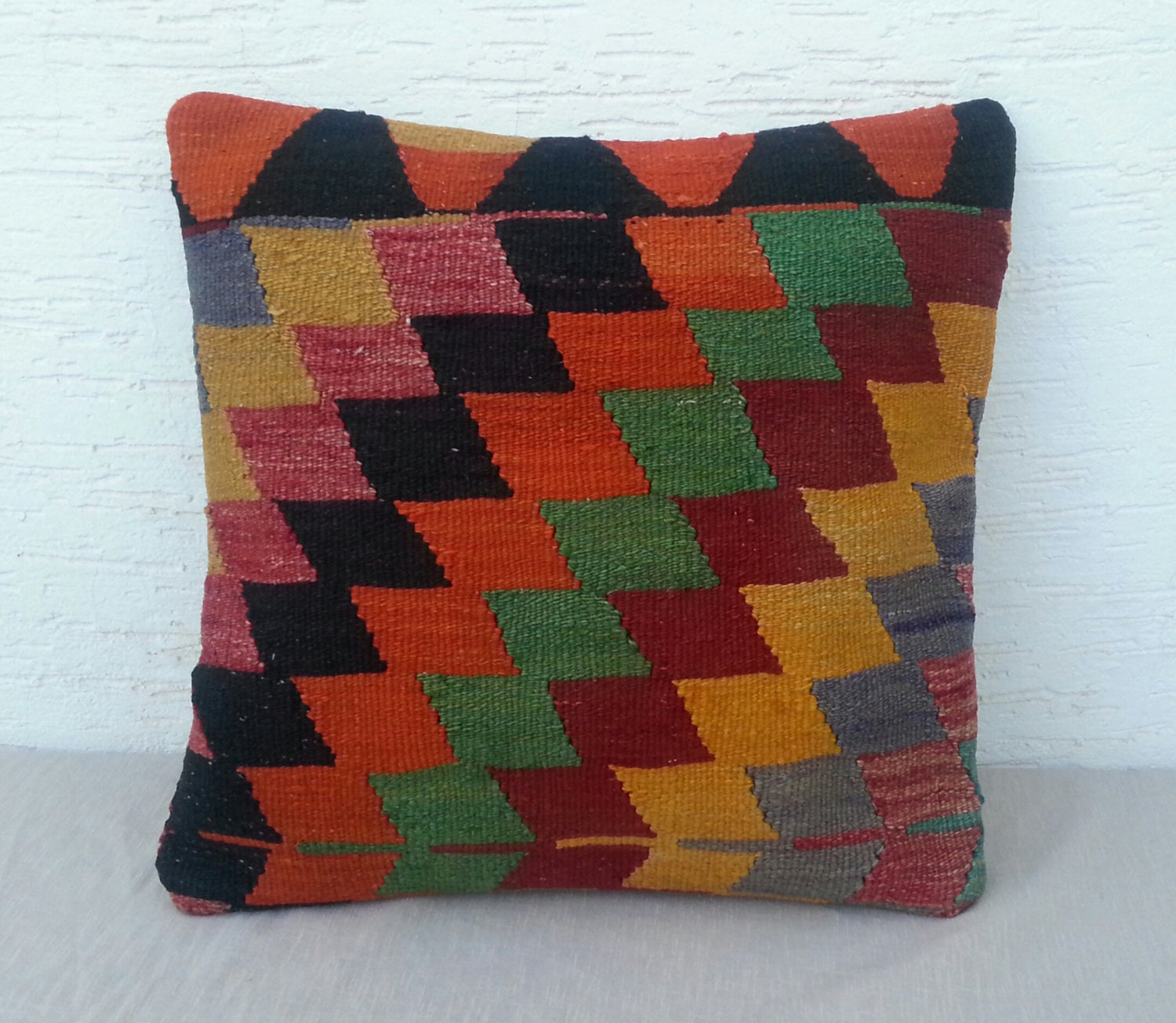 20x20 inches,MODERN Bohemian Handmade Multicolor Turkish Kilim Embroidery Pillow Cover Tribal Pillow,Vintage Kilim  Pillow,Throw Pillow.
