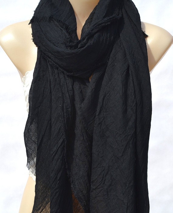 The fashion leisure cotton scarf, black natural crease scarf, scarf shawl, manually remove Su, soft comfort women accessories