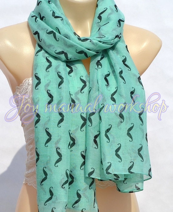 Fashion classic mint green and black beard scarf, thin and soft cotton scarf, shawl, women's accessories