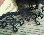 Lace Trim Lace Fabric Musical Notes Lace Black Lace DIY Handmade 3.94" width 1 yard