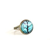Tree of Life Ring Yoga Jewelry Adjustable Aqua Blue Green Earthy Spiritual Wisdom Unique Mothers Day Gift Under 20 Item E6