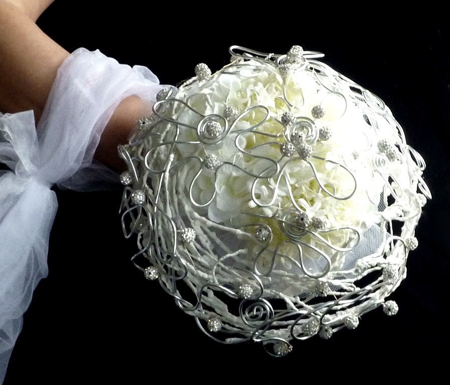 Shamballa crystal bouquet   and boutonniere