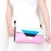 Geometric pink white and turquoise felt crossbody bag