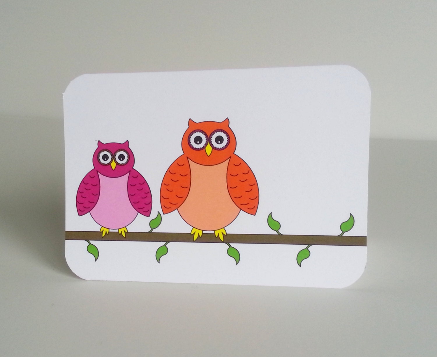 Owl Note Cards - Set of 10 Colorful Owl buddies cards or thank you notes - Hipster Greeting Notes Cards - Stationery for Grads and Students